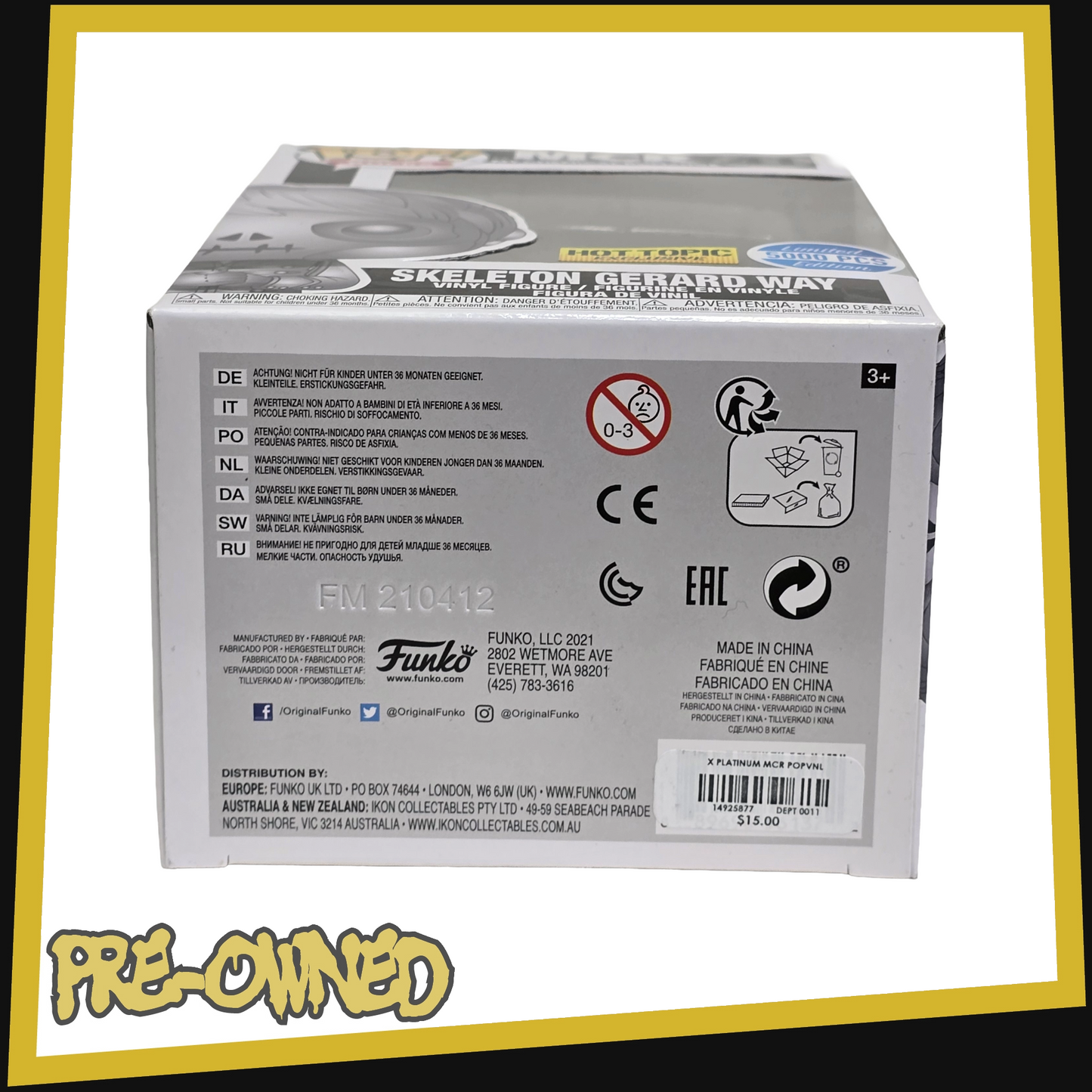 Skeleton Gerard Way - MCR My Chemical Romance #41 Metallic Hot Topic Exclusive Funko POP! Rocks 3.75"