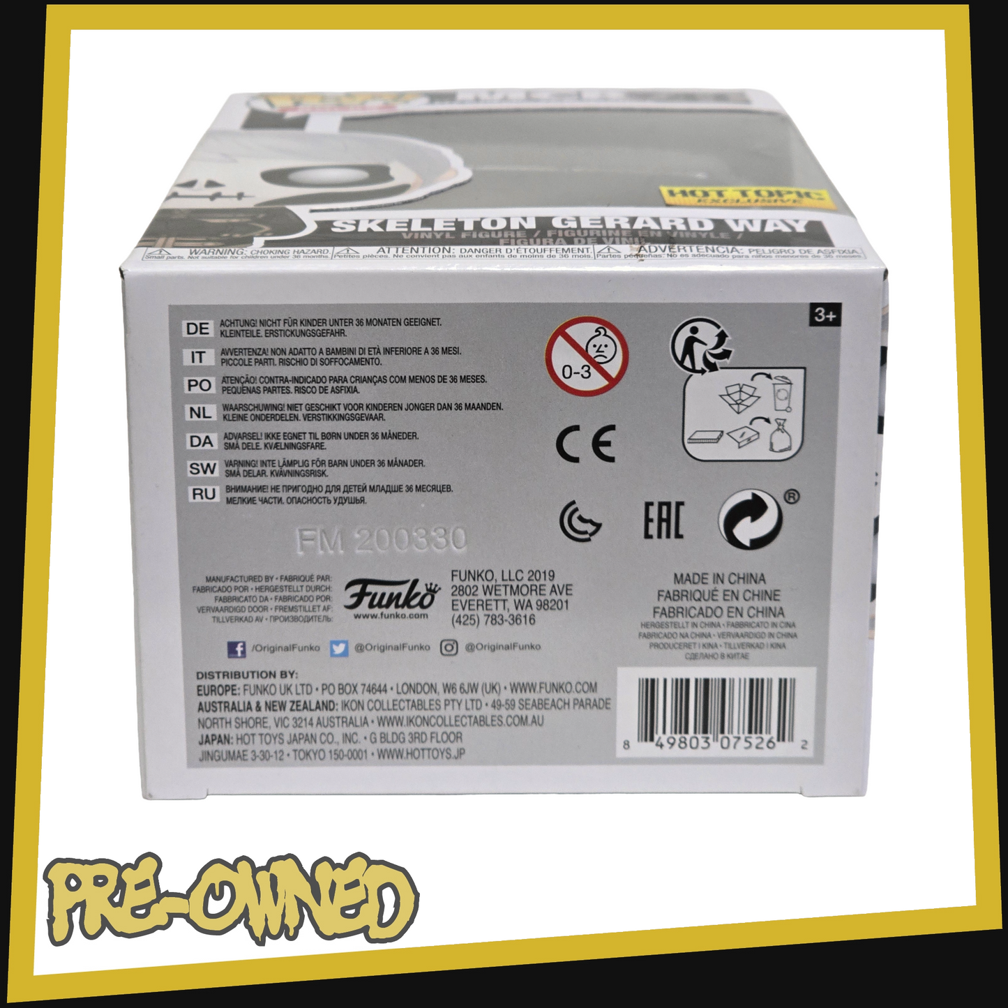 Skeleton Gerard Way - MCR My Chemical Romance #41 Hot Topic Exclusive Funko POP! Rocks 3.75"