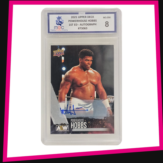 Powerhouse Hobbs - #56 Base Autograph 2021 AEW Upper Deck Graded MGC 8