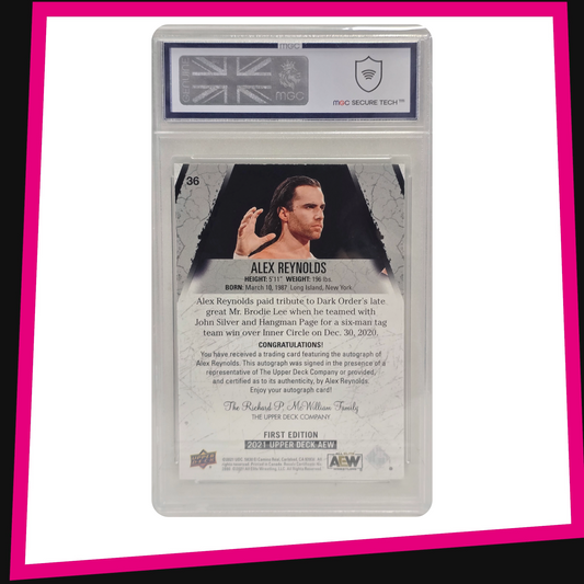 Alex Reynolds - #36 Base Autograph 2021 AEW Upper Deck Graded MGC 8