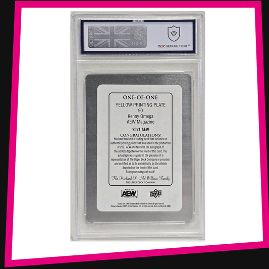Kenny Omega - #90 1/1 Magazine Auto Yellow Printing Plate 2021 AEW Upper Deck Graded MGC