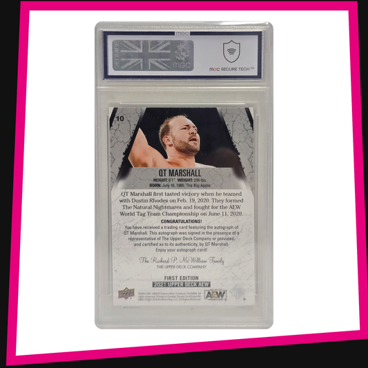QT Marshall - #10 Base Autograph 2021 AEW Upper Deck Graded MGC 8