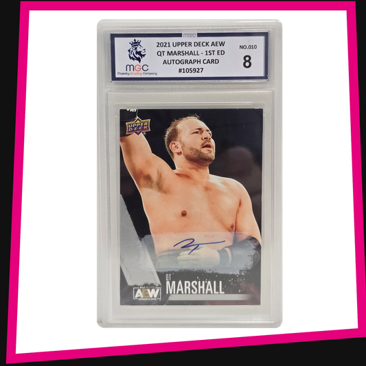 QT Marshall - #10 Base Autograph 2021 AEW Upper Deck Graded MGC 8