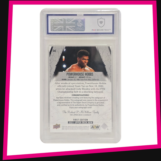 Powerhouse Hobbs - #56 Base Autograph 2021 AEW Upper Deck Graded MGC 8