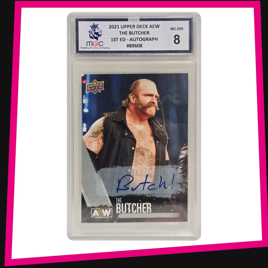 The Butcher - #38 Base Autograph 2021 AEW Upper Deck Graded MGC 8