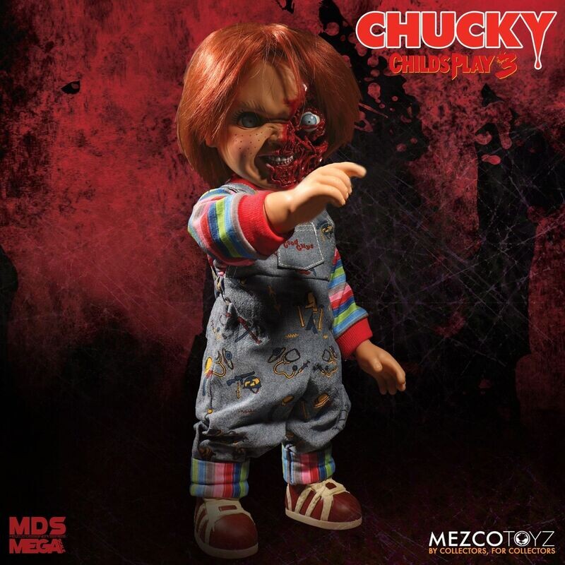 Chucky (Pizza Face) - Child's Play 3 Mezco Designer Series Mega Scale Talking Doll 15"