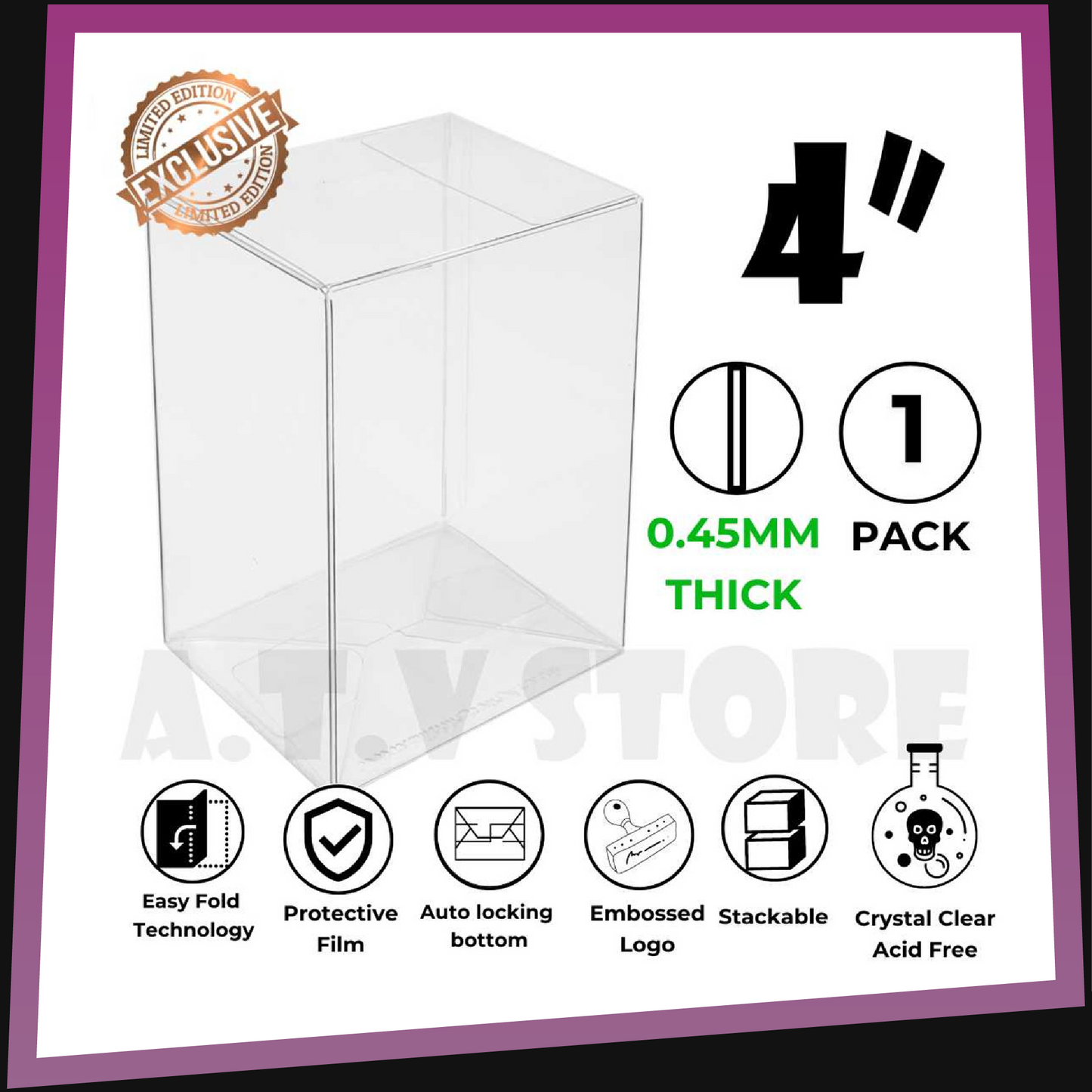 ATV 4" 0.45mm Reinforced Grooved Edge Funko POP! Protector