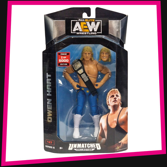 Owen Hart - 1 of 5000 Chase Edition AEW Unmatched Collection: Series 6 #47 Jazwares *DAMAGED BOX*