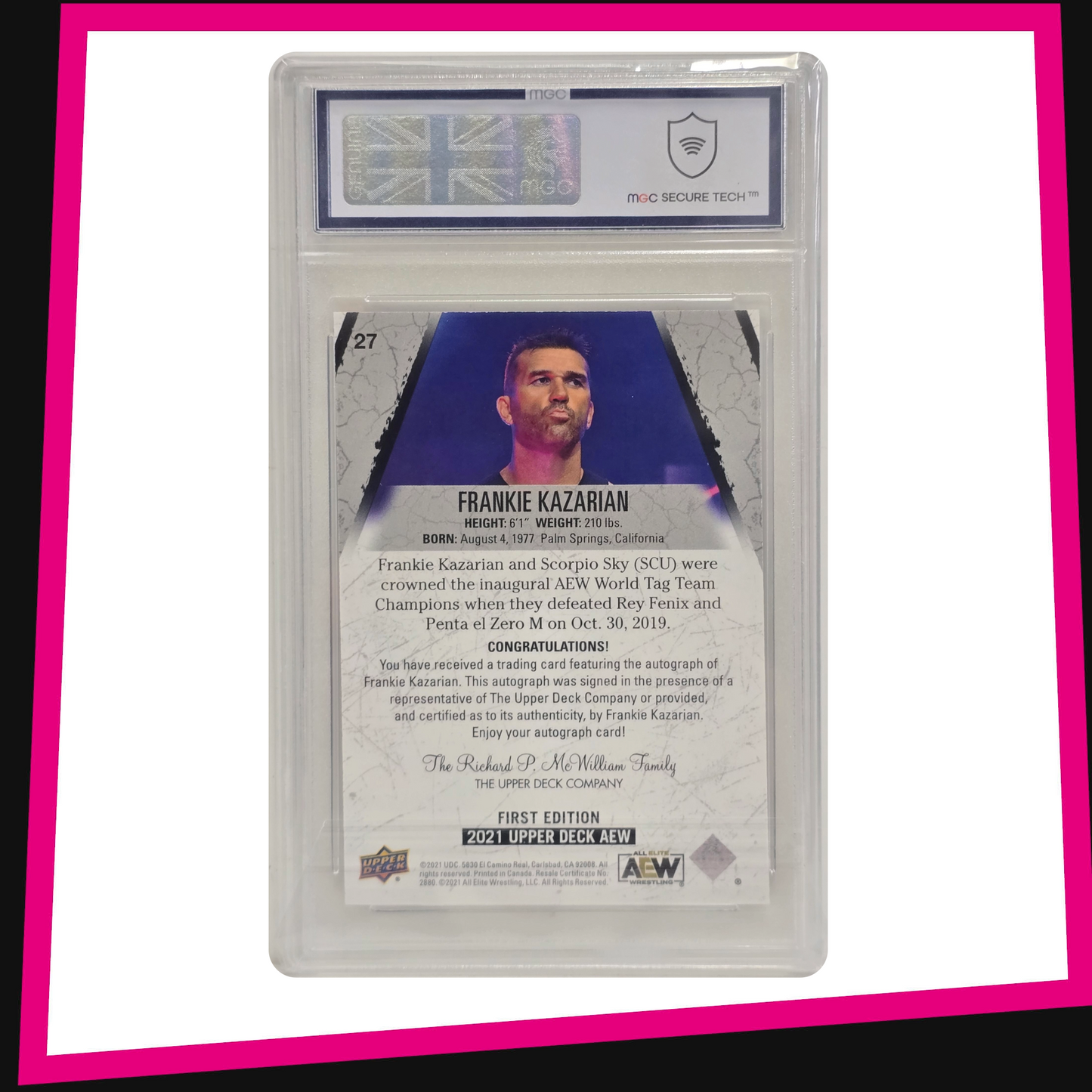 Frankie Kazarian -  #27 Base Autograph 2021 AEW Upper Deck Graded MGC 9