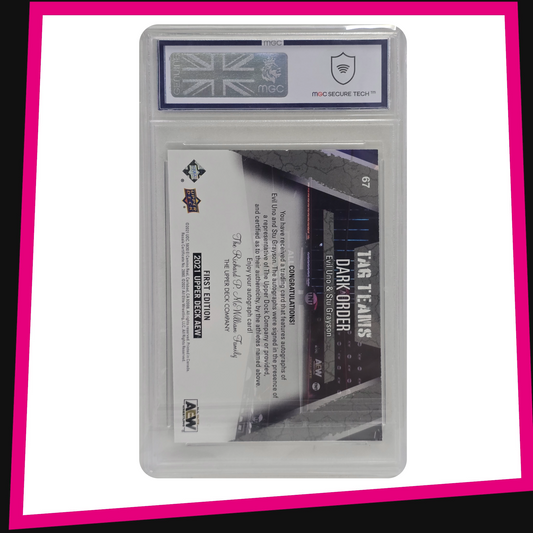 The Dark Order - #67 Base Dual Autograph 2021 AEW Upper Deck Graded MGC 9